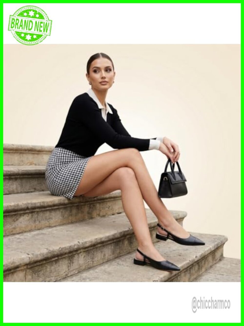 Premium Vegan Leather Pointed Toe Slingback Pump with Memory Foam, 1 Inch Heel - Picture 4 of 6